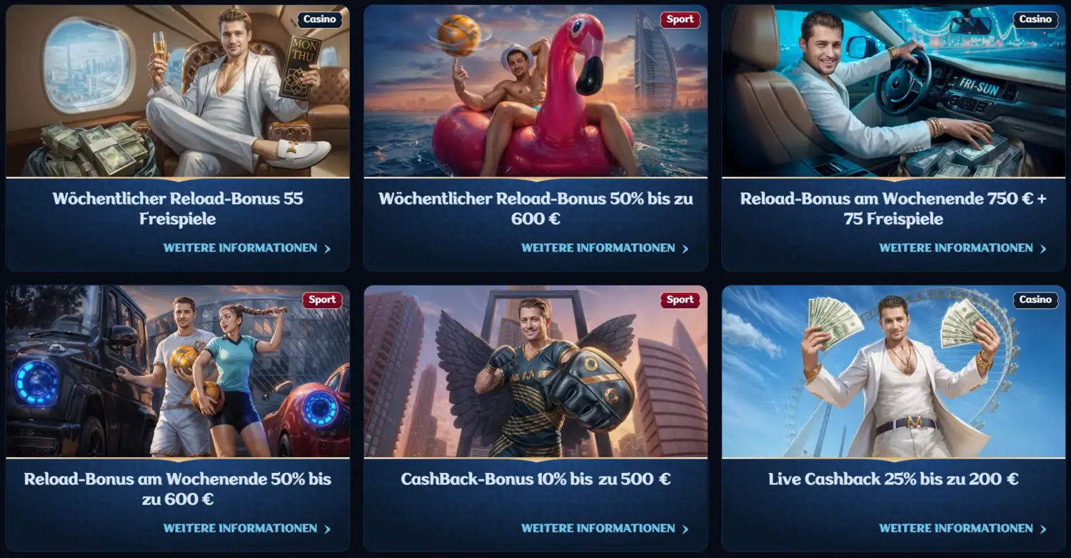 Millioner Casino Promotionen und Cashback